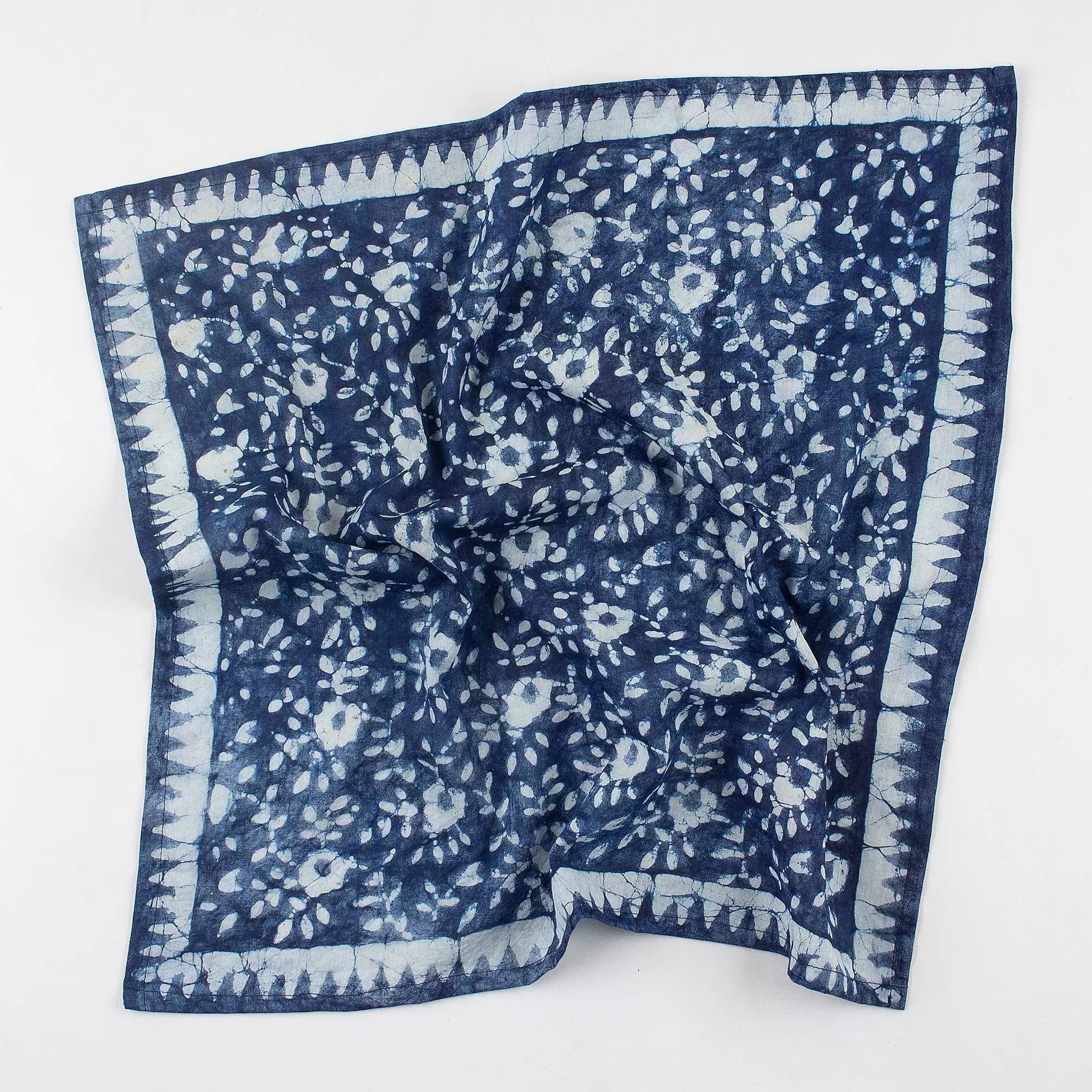Unisex Indigo Floral Hand Block Printed Cotton Head Bandana 592